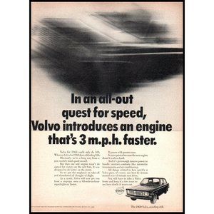 1969 Volvo 4 Door Sedan Vintage Print Ad Time Lapse Blur Wall Art Photo Sweden